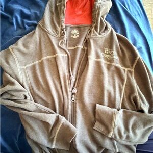 Disney Brown Pirates of the Caribbean Zip-Up Sweater with Red Hood